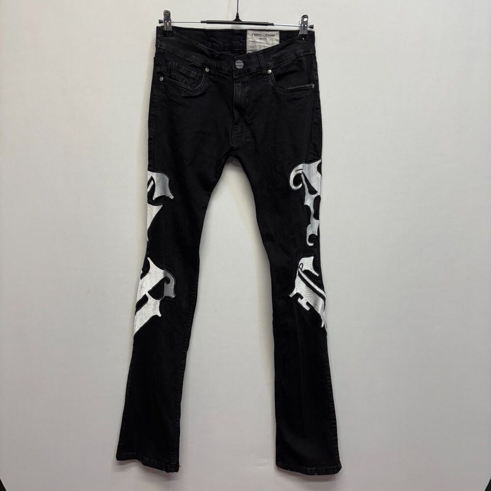 FWRD Denim Men Fit 2 Stacked Jeans Size 29x36 Black Denim D112 -17